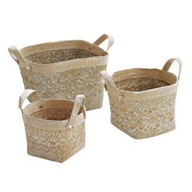 Conjunto de cestos com alcas redondos 3 pcs - Btc decor Menor preço em Conjunto de cestos com alcas redondos 3 pcs - Btc decor