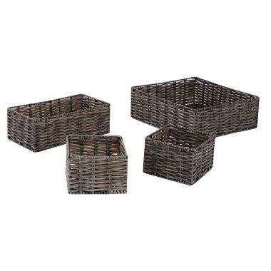 Conjunto de cestos de fibra sintetica 4pcs g28 x 28 x 10cm m26 x - Btc decor Menor preço em Conjunto de cestos de fibra sintetica 4pcs g28 x 28 x 10cm m26 x - Btc decor