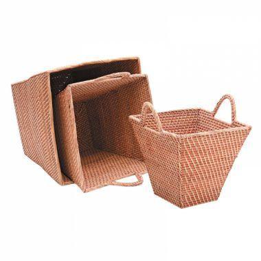 Conjunto de cestos de rattan com alca 3 pcs - Btc decor Menor preço em Conjunto de cestos de rattan com alca 3 pcs - Btc decor