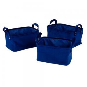 Conjunto de Cestos de Veludo Azul 3 peças - Decorafast Menor preço em Conjunto de Cestos de Veludo Azul 3 peças - Decorafast