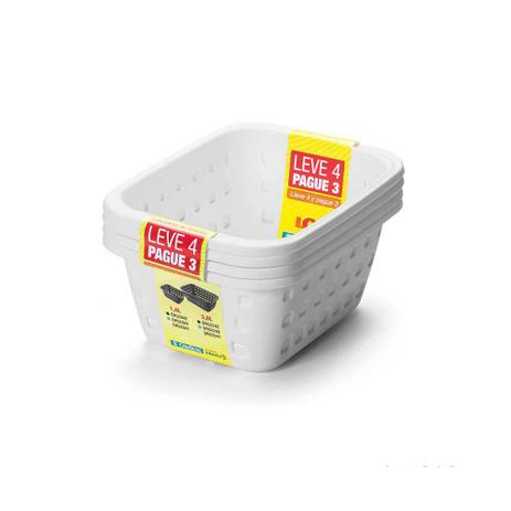 Conjunto de cestos organizadores pequenos com 4 unidades 1,4 litros branco Ordene Menor preço em Conjunto de cestos organizadores pequenos com 4 unidades 1,4 litros branco Ordene