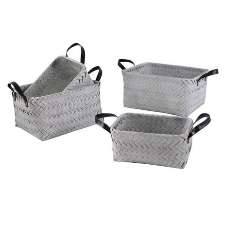 Conjunto de cestos plastico branco gelo - 4 pcs - Btc decor Menor preço em Conjunto de cestos plastico branco gelo - 4 pcs - Btc decor