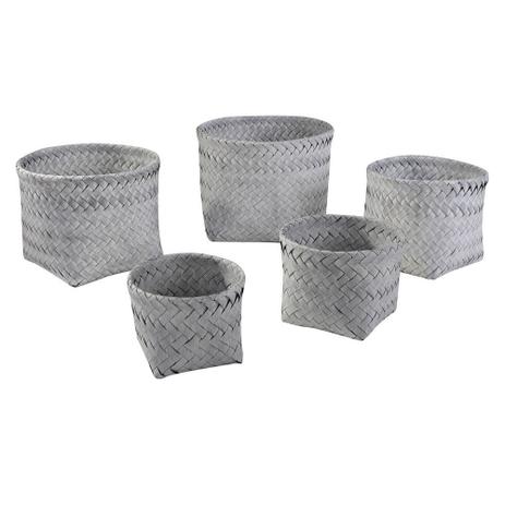 Conjunto de cestos plastico branco gelo - 5 pcs - Btc decor Menor preço em Conjunto de cestos plastico branco gelo - 5 pcs - Btc decor