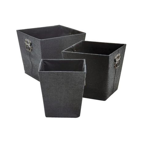 Conjunto de cestos preto - 3 pcs - Btc decor Menor preço em Conjunto de cestos preto - 3 pcs - Btc decor
