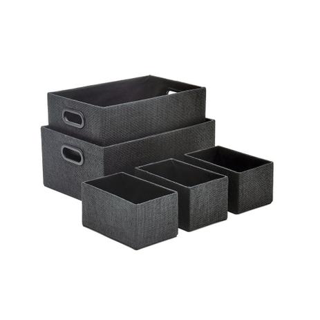 Conjunto de cestos preto - 5 pcs - Btc decor Menor preço em Conjunto de cestos preto - 5 pcs - Btc decor