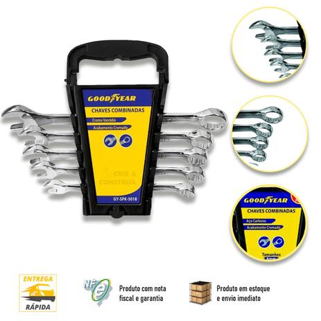 Conjunto de Chaves Combinadas Aço Carbono Cromada GoodYear 6 a 13mm Menor preço em Conjunto de Chaves Combinadas Aço Carbono Cromada GoodYear 6 a 13mm