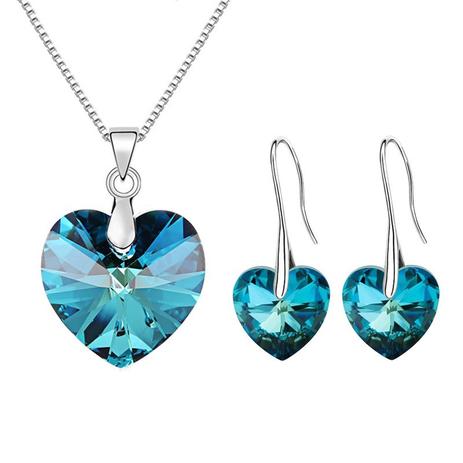 Menor preço em Conjunto de colar e brinco pingente de coração Cristal  SWAROVSKI - Gold bijux