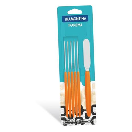 Conjunto de Espátulas Inox 6 Peças Ipanema Laranja - Tramontina Menor preço em Conjunto de Espátulas Inox 6 Peças Ipanema Laranja - Tramontina
