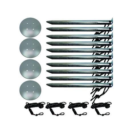Conjunto de estacas de ferro NTK em aço galvanizado com 4 discos de ancoragem e cordas refletivas para barracas ou gazebos NTK Menor preço em Conjunto de estacas de ferro NTK em aço galvanizado com 4 discos de ancoragem e cordas refletivas para barracas ou gazebos NTK