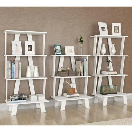 Conjunto De Estantes 03 Peças AZ1000 AZ1001 Branco Tecno Mobili Menor preço em Conjunto De Estantes 03 Peças AZ1000 AZ1001 Branco Tecno Mobili