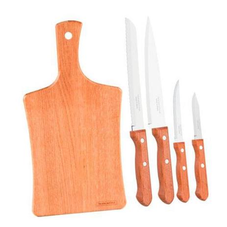 Conjunto de facas e tábua 05 peças - Tramontina Menor preço em Conjunto de facas e tábua 05 peças - Tramontina