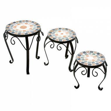 Conjunto de floreiras de ferro estilo mosaico 3 pcs- redonda - Btc decor Menor preço em Conjunto de floreiras de ferro estilo mosaico 3 pcs- redonda - Btc decor