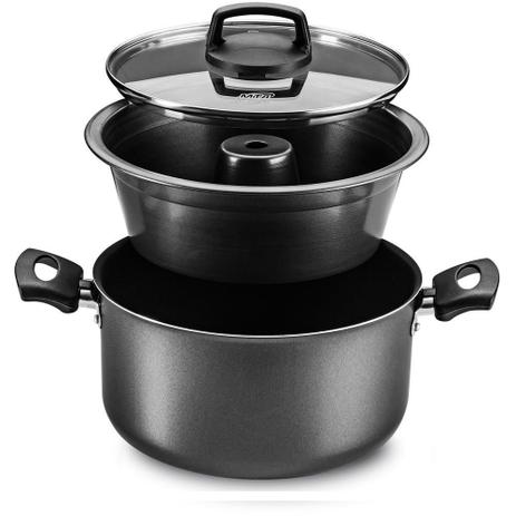 Conjunto de Forma para Pudim 20cm Preta MTA Menor preço em Conjunto de Forma para Pudim 20cm Preta MTA