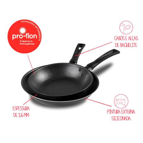 Conjunto de Frigideiras Garlic Preto 2 peças - Brinox Menor preço em Conjunto de Frigideiras Garlic Preto 2 peças - Brinox