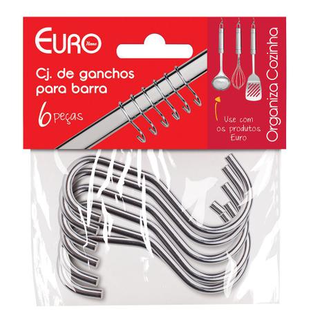 Conjunto de Ganchos Para Barra - 6 Peças - Euro Home Menor preço em Conjunto de Ganchos Para Barra - 6 Peças - Euro Home