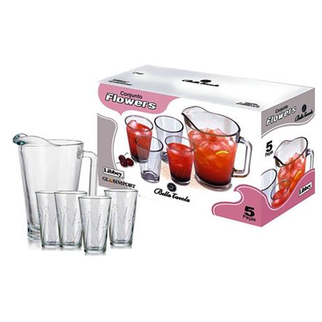 Menor preço em Conjunto de Jarra e Copos Flowers 5 peças - Crisa