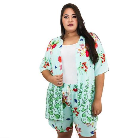 conjunto plus size kimono