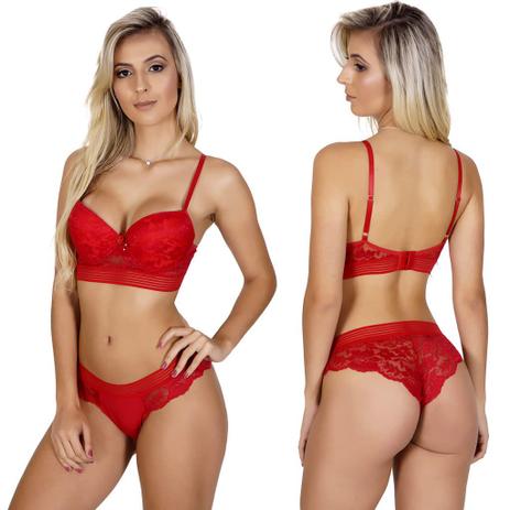 Menor preço em Conjunto de Lingerie Vermelha em Renda Com Bojo - VF09 - Estilo sedutor
