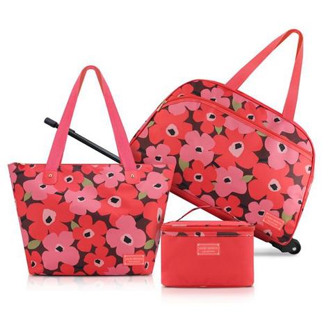Conjunto de Mala/Bolsa de 3 Pçs PAPOULA Jacki Design SALMÃO Menor preço em Conjunto de Mala/Bolsa de 3 Pçs PAPOULA Jacki Design SALMÃO