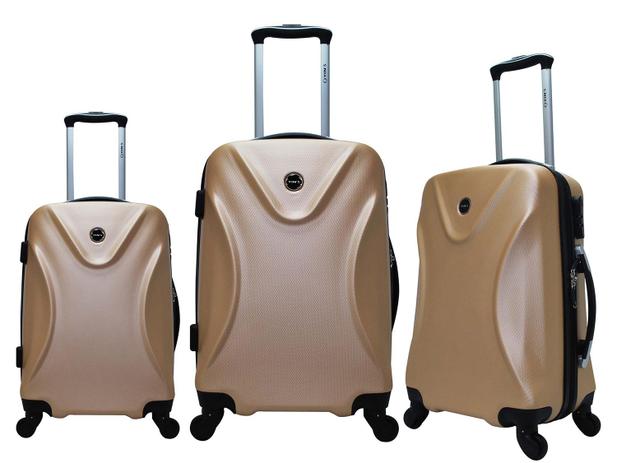 Conjunto de Malas 3 Peças Yins Rígida - com Giro 360 YS21016CH Champagne Menor preço em Conjunto de Malas 3 Peças Yins Rígida - com Giro 360 YS21016CH Champagne