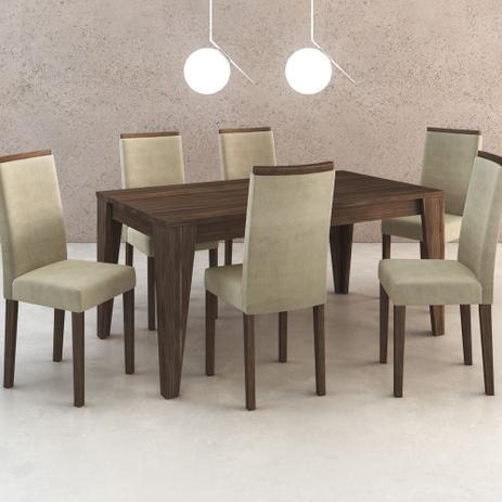 Conjunto de Mesa 1,60m + 6 Cadeiras de Jantar em Madeira CJ1001 Tecno Móbili Menor preço em Conjunto de Mesa 1,60m + 6 Cadeiras de Jantar em Madeira CJ1001 Tecno Móbili