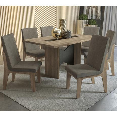 Conjunto De Mesa BA03TA03 06 Cadeiras CAD102 Chilli Nogal/Nogal Preto Marrom Claro Kappesberg Menor preço em Conjunto De Mesa BA03TA03 06 Cadeiras CAD102 Chilli Nogal/Nogal Preto Marrom Claro Kappesberg