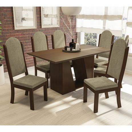 Conjunto De Mesa BA13TA10 06 Cadeiras CAD128 Romã Walnut Caramelo Kappesberg Menor preço em Conjunto De Mesa BA13TA10 06 Cadeiras CAD128 Romã Walnut Caramelo Kappesberg