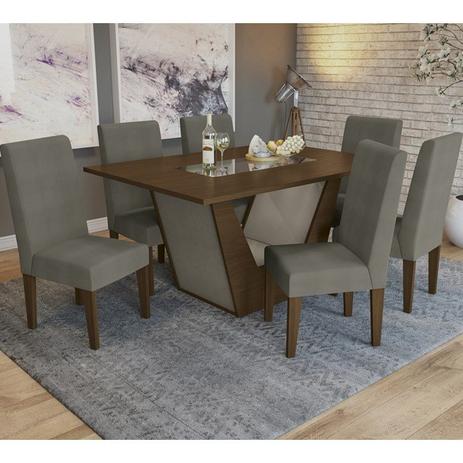 Conjunto De Mesa BA15TA08 06 Cadeiras CAD110 Verbena Walnut Café Kappesberg Menor preço em Conjunto De Mesa BA15TA08 06 Cadeiras CAD110 Verbena Walnut Café Kappesberg