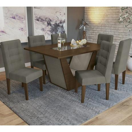 Conjunto De Mesa BA15TA08 06 Cadeiras CAD111 Verbena Walnut Café Kappesberg Menor preço em Conjunto De Mesa BA15TA08 06 Cadeiras CAD111 Verbena Walnut Café Kappesberg