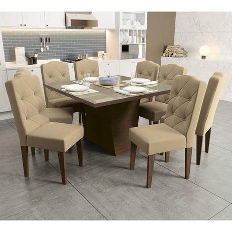 Conjunto De Mesa BA19TA19 08 Cadeiras CAD118 Tília Walnut Grafiato Bege Kappesberg Menor preço em Conjunto De Mesa BA19TA19 08 Cadeiras CAD118 Tília Walnut Grafiato Bege Kappesberg