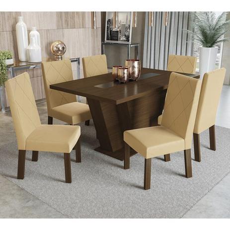 Conjunto De Mesa BA22TA03 06 Cadeiras CAD127 Oliveira Walnut Veludo Caramelo Kappesberg Menor preço em Conjunto De Mesa BA22TA03 06 Cadeiras CAD127 Oliveira Walnut Veludo Caramelo Kappesberg