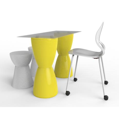 Conjunto de Mesa com 1 Cadeira e 2 Bancos Home Office Amarelo - Im in Menor preço em Conjunto de Mesa com 1 Cadeira e 2 Bancos Home Office Amarelo - Im in