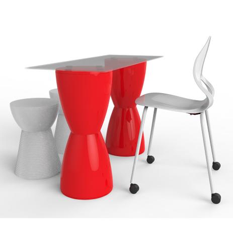 Conjunto de Mesa com 1 Cadeira e 2 Bancos Home Office Vermelho - Im in Menor preço em Conjunto de Mesa com 1 Cadeira e 2 Bancos Home Office Vermelho - Im in
