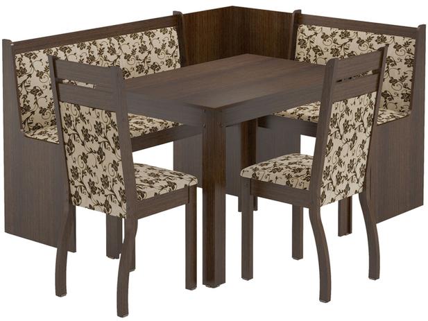 Conjunto de Mesa com 2 Cadeiras 1 Banco de Canto - Estofados Madesa Alemão Berlim