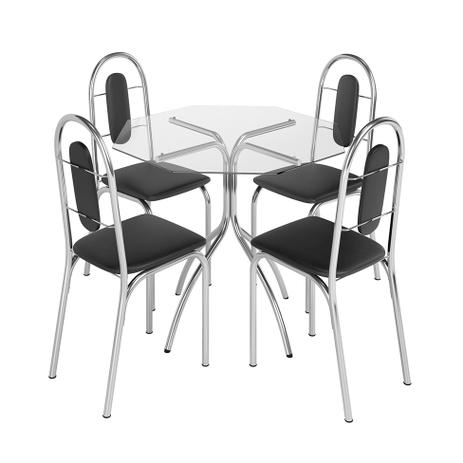 Conjunto de Mesa com 4 Cadeiras Estrela Aço Cromado - Brastubo Menor preço em Conjunto de Mesa com 4 Cadeiras Estrela Aço Cromado - Brastubo