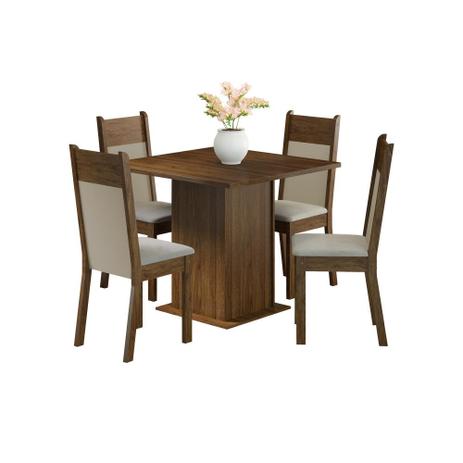 Conjunto de Mesa com 4 Cadeiras Malibu Rustic e Crema - Madesa Menor preço em Conjunto de Mesa com 4 Cadeiras Malibu Rustic e Crema - Madesa