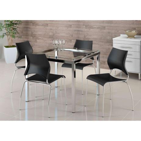 Conjunto de Mesa com 4 Cadeiras Monalisa Preto - Carraro móveis Menor preço em Conjunto de Mesa com 4 Cadeiras Monalisa Preto - Carraro móveis