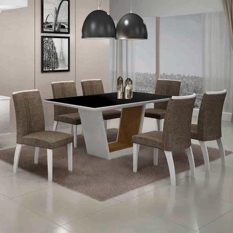 Conjunto de Mesa com 6 Cadeiras Alemanha III Branco e Marrom - Leifer Menor preço em Conjunto de Mesa com 6 Cadeiras Alemanha III Branco e Marrom - Leifer