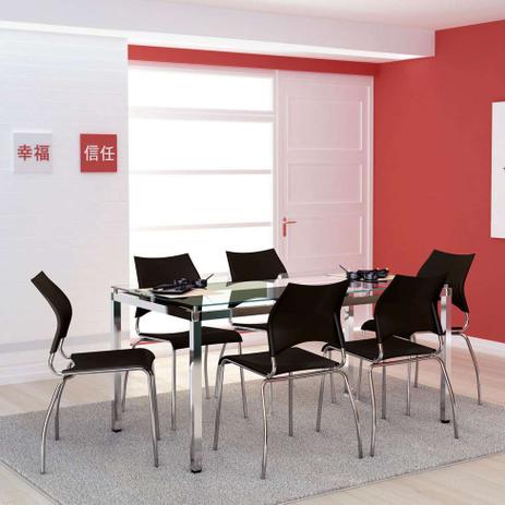 Conjunto de Mesa com 6 Cadeiras Monalisa Preto - Carraro móveis Menor preço em Conjunto de Mesa com 6 Cadeiras Monalisa Preto - Carraro móveis