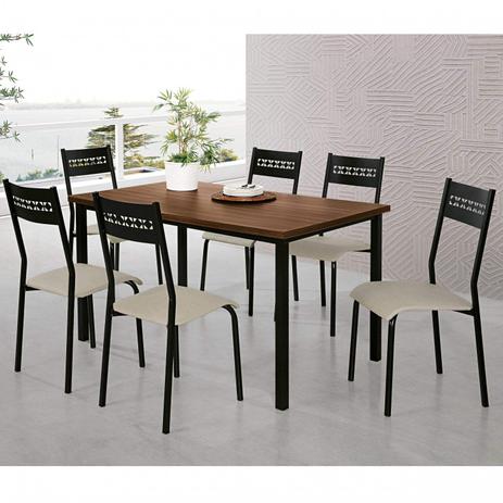 Conjunto de Mesa com 6 Cadeiras Thais New Siena Móveis Marrom/Bege Menor preço em Conjunto de Mesa com 6 Cadeiras Thais New Siena Móveis Marrom/Bege