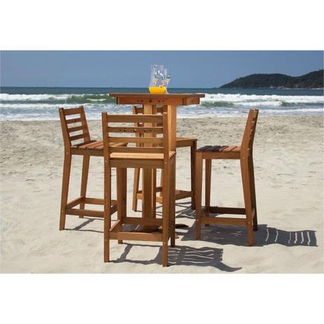 Conjunto de Mesa de Bar com 4 Banquetas Altas em Madeira Jatobá - Mão Formão Menor preço em Conjunto de Mesa de Bar com 4 Banquetas Altas em Madeira Jatobá - Mão Formão