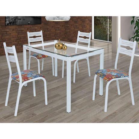 Conjunto de Mesa de Cozinha com 4 Lugares Luna Corino Branco e Colorido - Ciplafe Menor preço em Conjunto de Mesa de Cozinha com 4 Lugares Luna Corino Branco e Colorido - Ciplafe