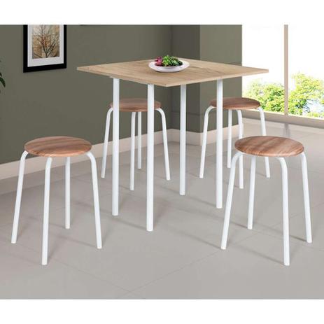 Conjunto de Mesa de Cozinha Dobrável com 4 Lugares Expert Corino Carvalho e Branco 72 cm - Ciplafe Menor preço em Conjunto de Mesa de Cozinha Dobrável com 4 Lugares Expert Corino Carvalho e Branco 72 cm - Ciplafe