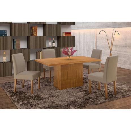 Conjunto de Mesa de Jantar com 6 Cadeiras e Tampo de Madeira Maciça Arezo I Suede Imbuia Rustic e Cinza - Minas decor é boa?