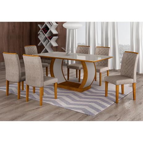 Conjunto de Mesa de Jantar com 6 Cadeiras Maia III Suede Amassado Imbuia e Chocolate - Rufato é boa?