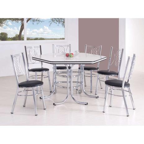 Menor preço em Conjunto de Mesa de Jantar com 6 Cadeiras Montreal Branco e Preto - Brastubo