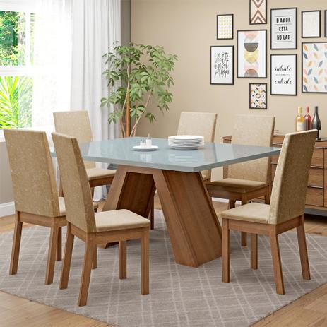 Conjunto de Mesa de Jantar com 6 Lugares Vênus Suede Imperial Rustic e Bronze - Madesa é boa?