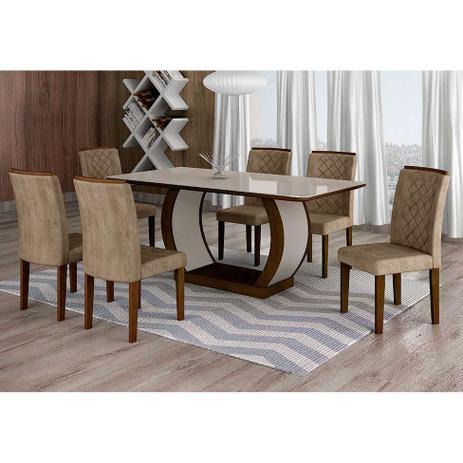 Conjunto de Mesa de Jantar com Vidro e 6 Cadeiras Maia III Suede Animalle Castor e Chocolate - Rufato é boa?
