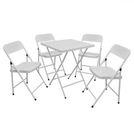 Conjunto de mesa dobravel acomix com 4 cadeiras branca - Açomix Menor preço em Conjunto de mesa dobravel acomix com 4 cadeiras branca - Açomix