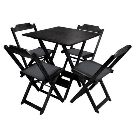 Conjunto De Mesa Dobravel De Madeira 60x60 Com 4 Cadeiras Preto Estofado Preto - Ssmadeiras Menor preço em Conjunto De Mesa Dobravel De Madeira 60x60 Com 4 Cadeiras Preto Estofado Preto - Ssmadeiras